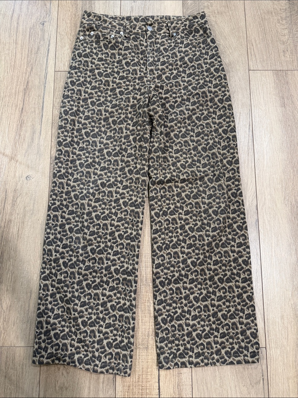 Lelis Leopard Print Wide Leg Pants - Brown & Black Size Small